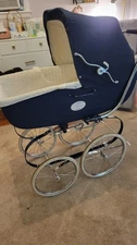 Vintage Inglesina Navy Blue Pram Stroller Baby Stroller