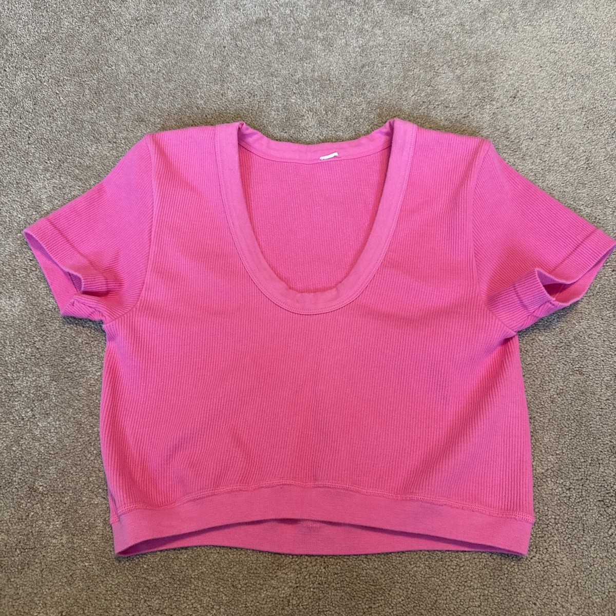 Alo Yoga Seamless Ribbed Crop Serene Short Sleeve Top Shirt Medium