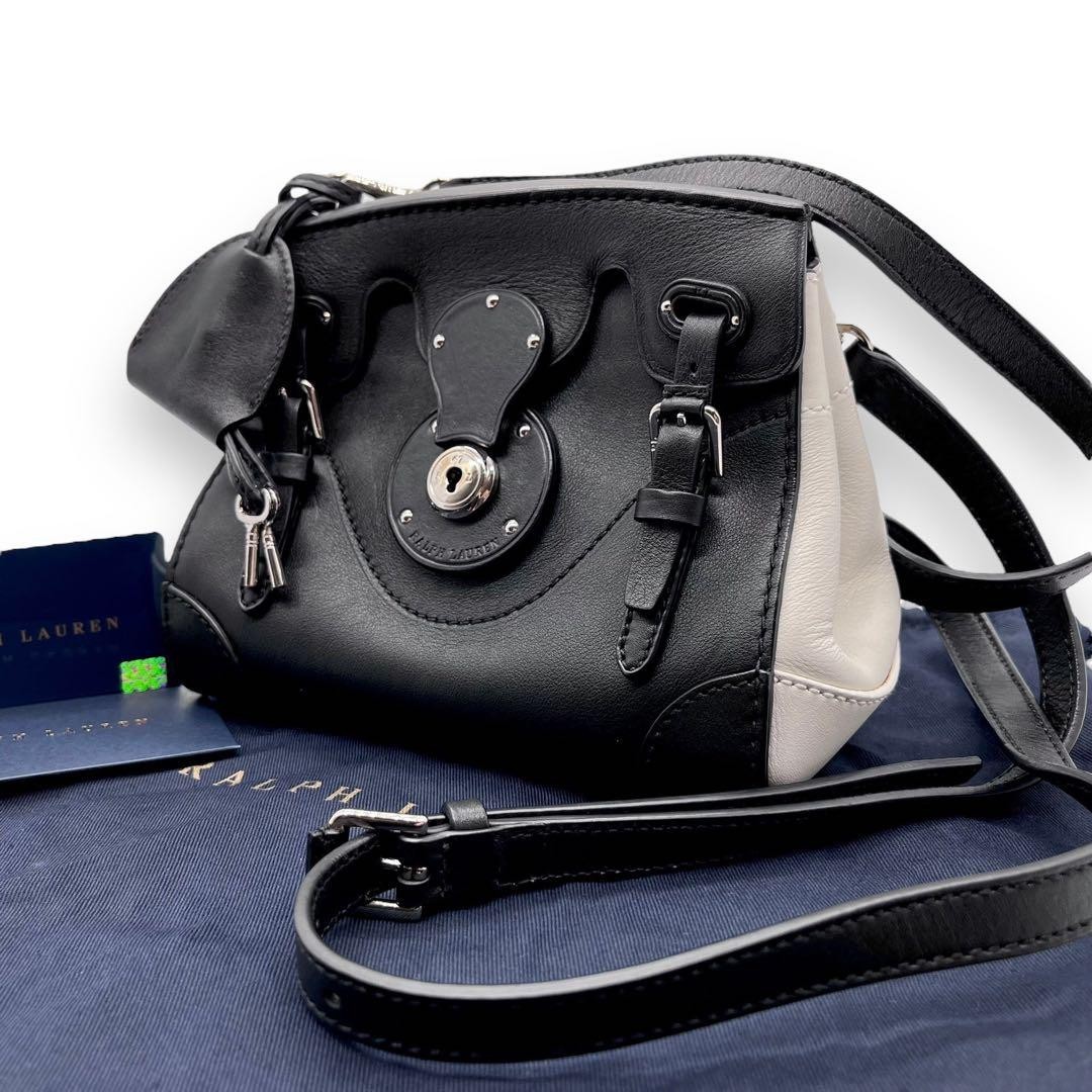 RALPH LAUREN リッキー バッグ ミニ ショルダー Ralph Lauren Leather Ricky Mini Shoulder Bag Handbag 2way Black