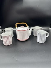 Vintage MCM Teapot with Coffee Mugs Made in Japan