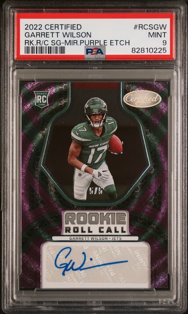 2022 Certified #RCS-GW Garrett Wilson 5/5 RC Roll Call Auto Purple Etch PSA 9