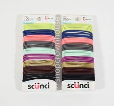 2 Packs SCUNCI Hair Elastics - ASSORTED COLORS - 100 pcs - 32871  200 total pcs