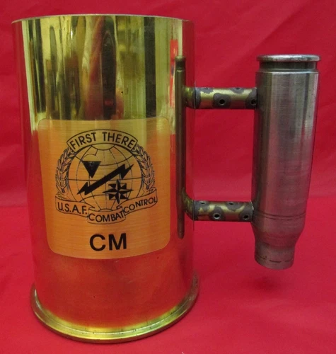 💣 105mm Brass Casing USAF Mug  💫 Modern Commemorative Trench Art Beer Mug