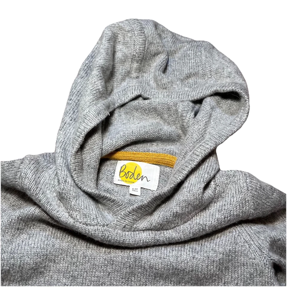 Boys Mini Boden Grey Wool Blend Hoodie Winter Sweater Size 4-5y *flaw - Image 3 of 4