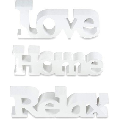 3D Deko Schriftzüge aus Holz in Weiß - Love Home Relax für gemütliches Wohnen