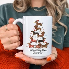Dachshund Christmas Coffee Mug, Christmas Dog Mug, Doxie Coffee Cup