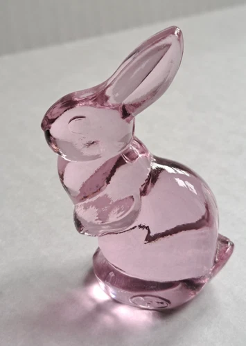 Vintage Fenton Miniature Pink Rabbit Bunny Glass Figurine 2.75" Easter Decor