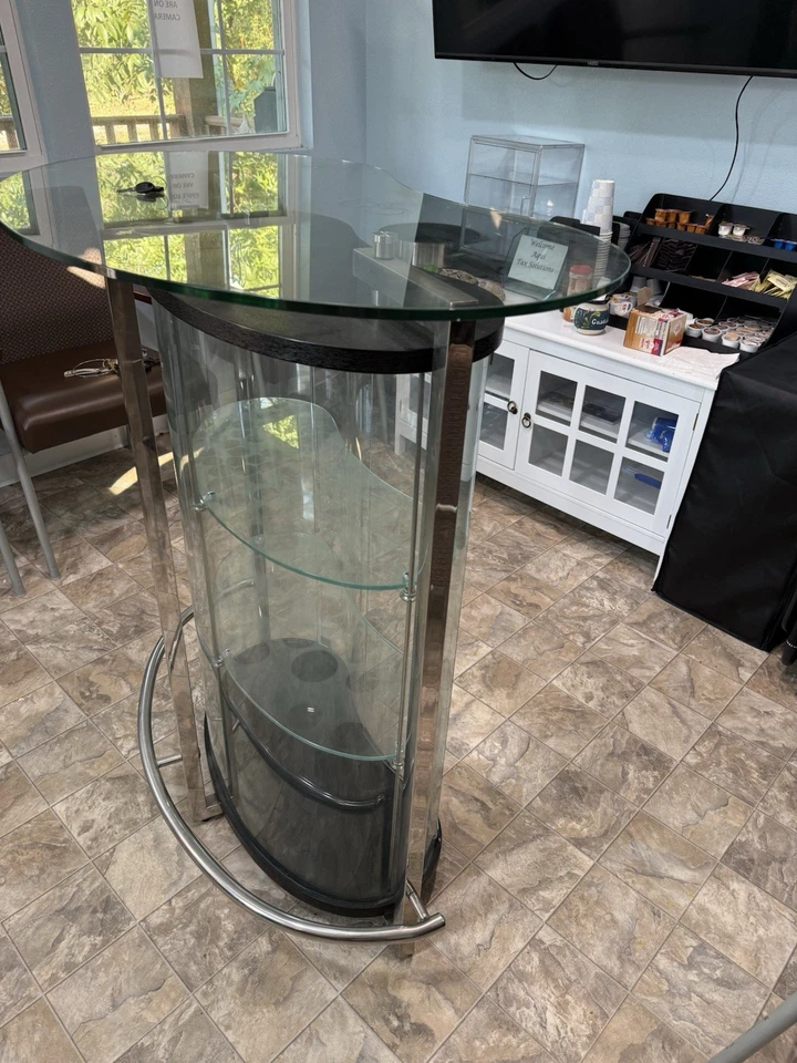 Clear Glass Coffee Bar Metal Frame ANDREW PEARSON DESIGN 856COSMO BAR - Image 3 of 4