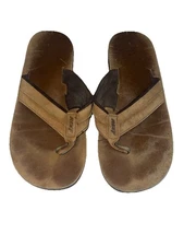 Reef Men’s Sandals Size 9 Flip Flops Leather Upper Tan Brown 