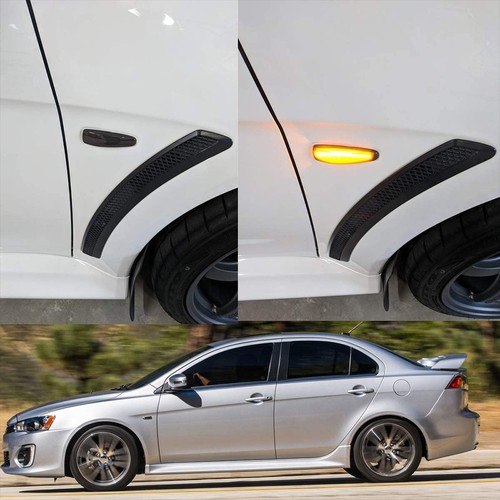 PARA MITSUBISHI LANCER X EVO ÁMBAR SECUENCIAL DELANTERO HUMO LED MARCADOR LUCES LATERALES - Imagen 9 de 12