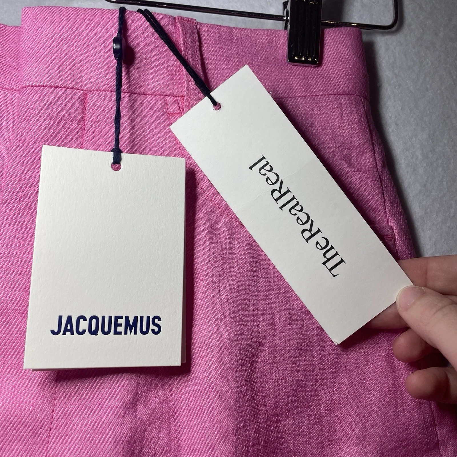 Pantaloni Jacquemus rosa misto lino gamba larga Le Splash XS NUOVI CON ETICHETTE