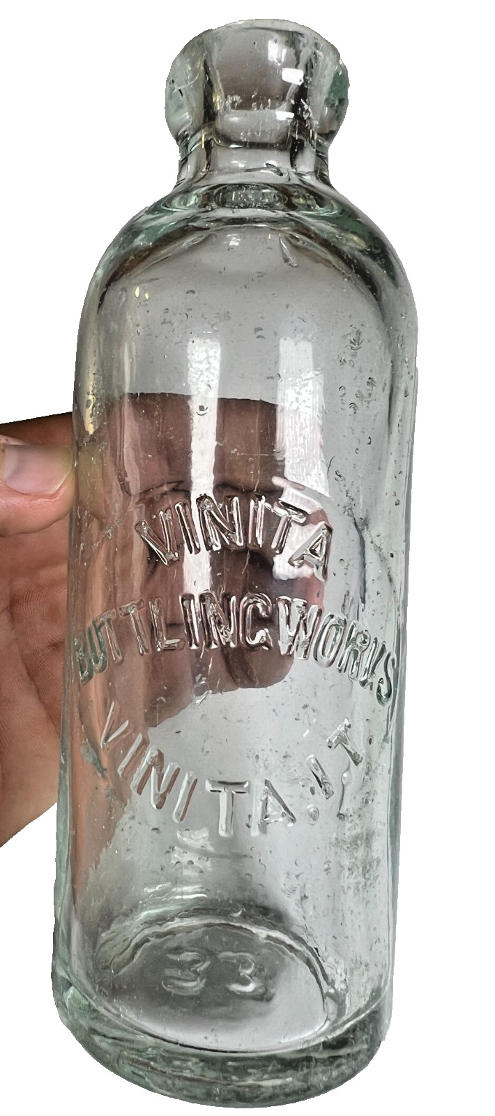 RARE 1897 VINITA I.T. Indian Territory Hutchinson Soda Bottle Oklahoma Pre-State