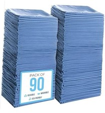Cotton Shop Towels 14"x12" 90 Pack   Reusable Cleaning 90 Pack Premium Blue