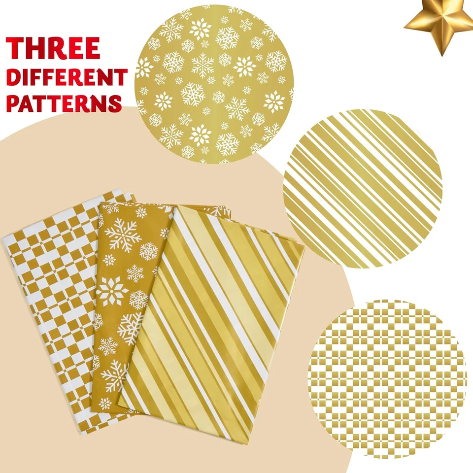 3 PIEZAS 56”X36” Jumbo Bolsas de Regalo Fiestas Dorado para Navidad Grande Vacaciones Plástico Gif Foto 3 de 4