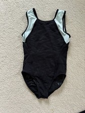 Ivivva by Lululemon Black Leotard Gymnastics One Piece Girls Sz 10 -Aqua Trim