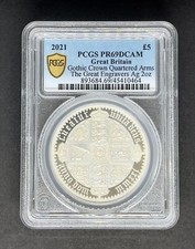 2021 Gothic Crown G.Britain Great Engravers 2oz PR69 PCGS UK Silver Coin Great