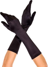 Music Legs Elbow Length Satin Gloves Black