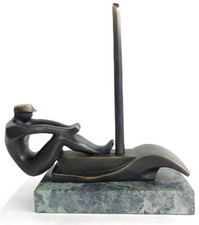 Sporting Statue En Bronze De Un Aviron Bateau Signée Mario Nick Sculpture Œuvre