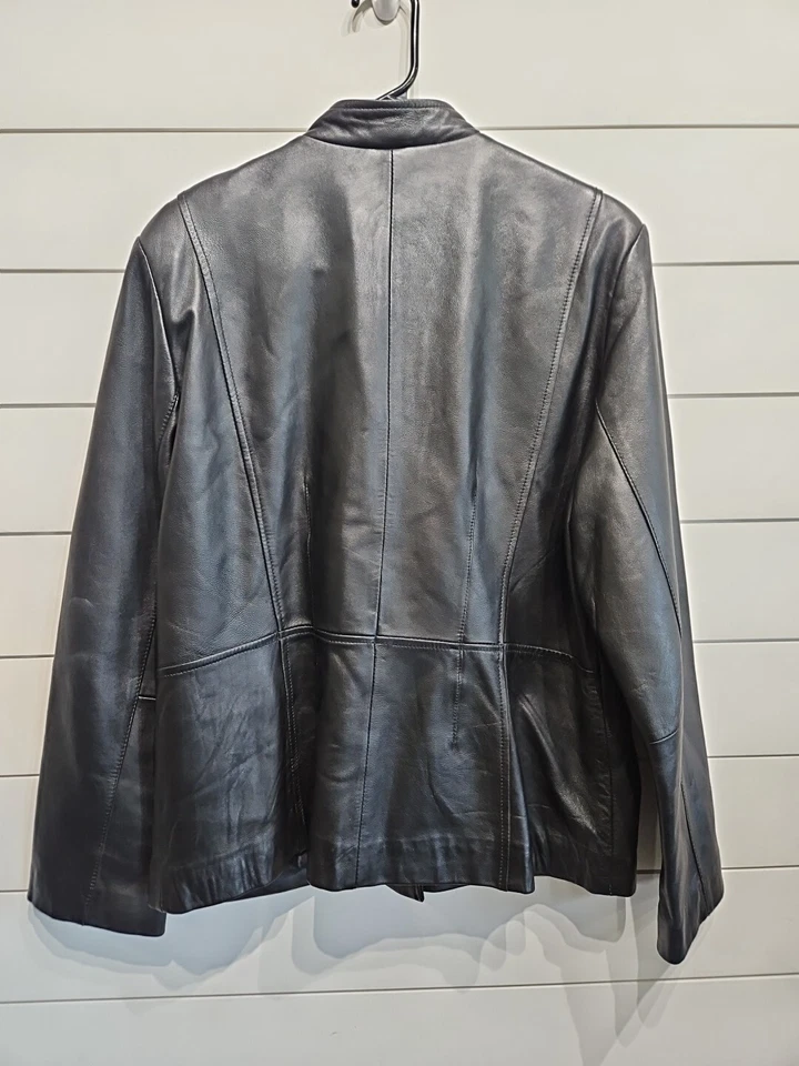 APT. 9 Натуральная овчина кожи мягкий черный пальто куртка женщин размер большой - Изображение 2 из 4