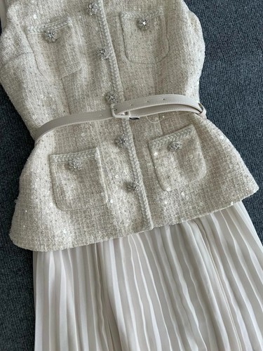 Self-Portrait Sequin Boucle Tailored Midi Dress Size UK6 - Picture 3 of 7