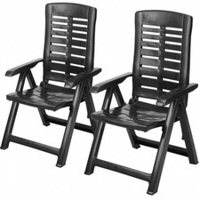 Gartenstuhl Klappstuhl Hochlehner 2 Stk Kunststoff  Schwarz 2. WAHL Retoure