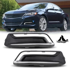 LED DRL Fog Light Bezels For 2014-2020 Chevy Impala Driving Bumper Lamp Covers