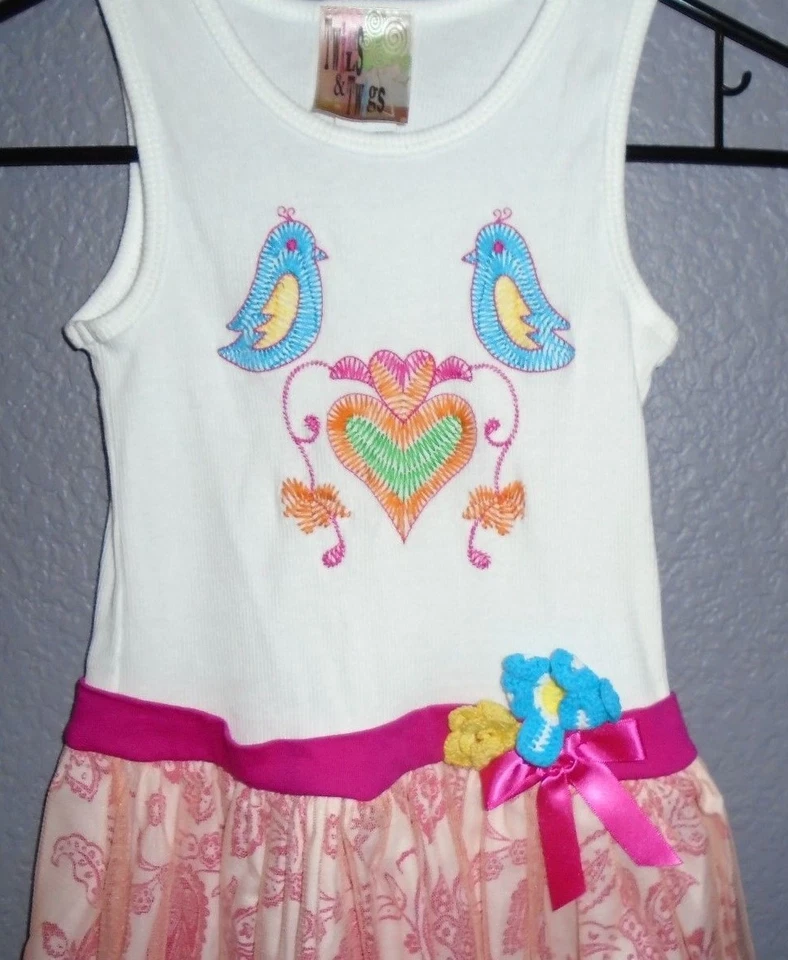 Vestido sin mangas Twirls & Twigs niñas talla 6 rosa y blanco EuC Foto 4 de 4