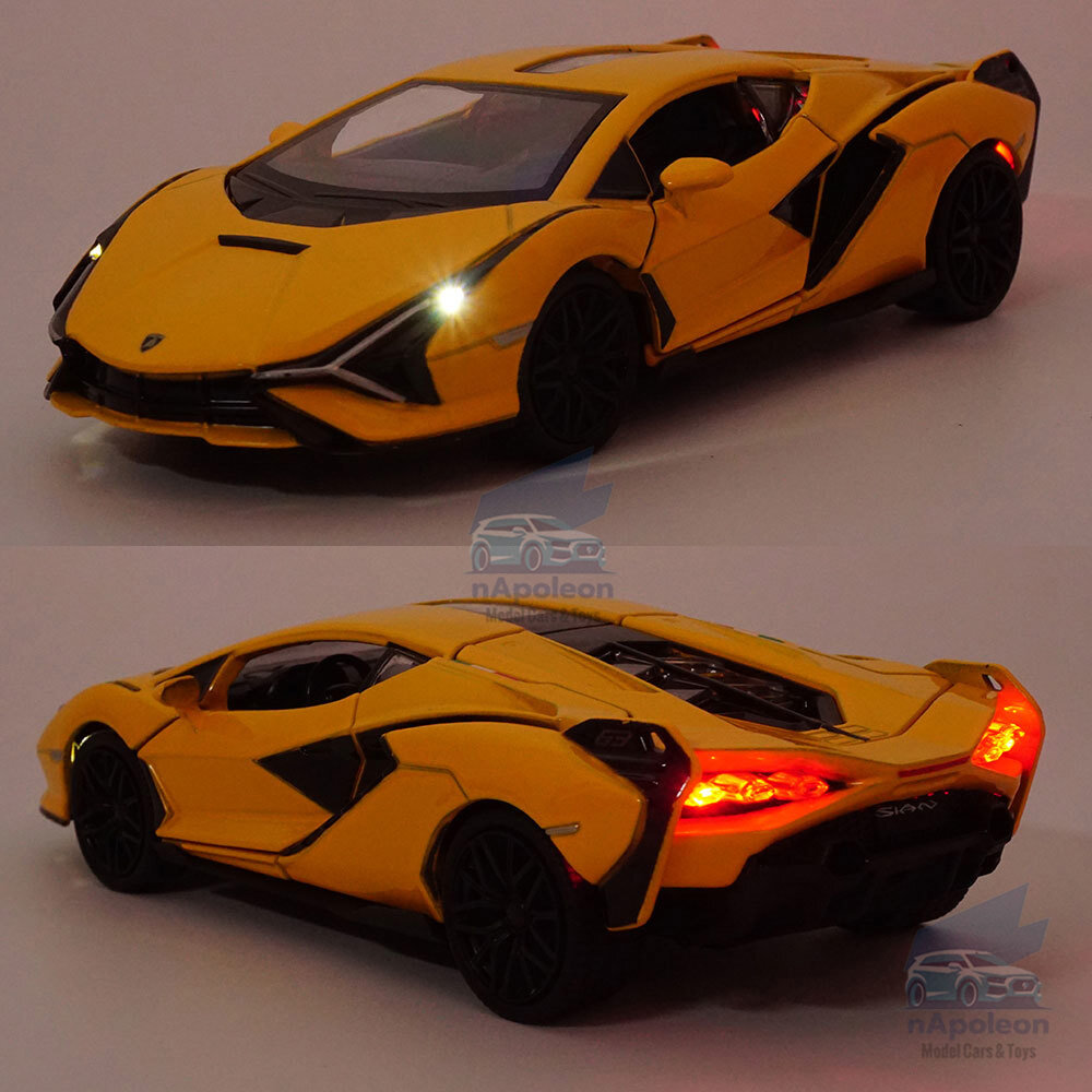 Lamborghini Sian イエローのオープンカー型ミニカー 1:32 Lamborghini Sian FKP 37 Model Car Diecast Vehicle
