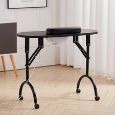 Rolling Folding Manicure Nail Table Technician w/ Electric DustCollector & Wheel