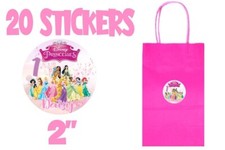20 ct  PRINCESS DISNEY 2" Sticker Label for Bag Treat Box Birthday Party Favor