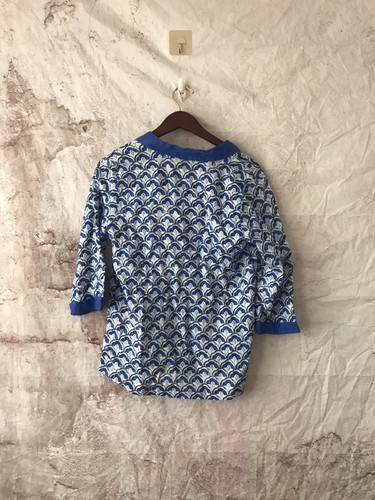 NWT Sigrid Olsen Tunic Shirt Linen 3/4 Sleeve Blue Paisley Bohemian M - Picture 5 of 5