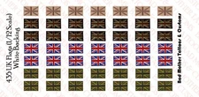 1/12 Scale Waterslide Decals: UK Flag Shoulder Patches on White Backing