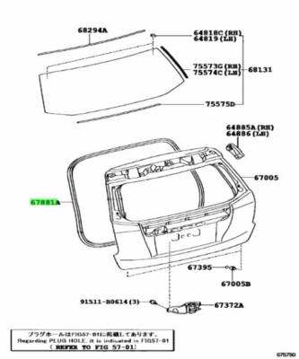 TOYOTA PRIUS A Weatherstrip Back Door Genuine JDM OEM 67881-47030