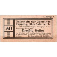 [#289920] Austria, Pupping, 30 Heller, UNC