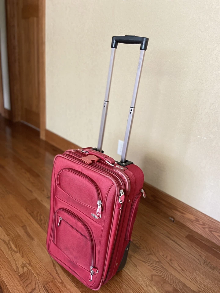 Red Olympia Luggage Suitcase With Wheels And Retractable Handle - Image 4 of 4