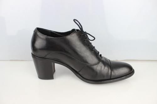 SAN MARINA T 39 Boots Richelieu Escarpins Cuir noir Lacets Talons - Imagen 5 de 13
