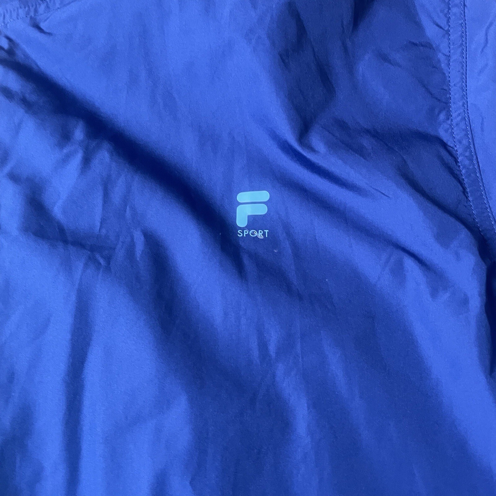 FILA Sport taglia 3XL pullover giacca a vento zip parziale blu bianco azzurro chiaro