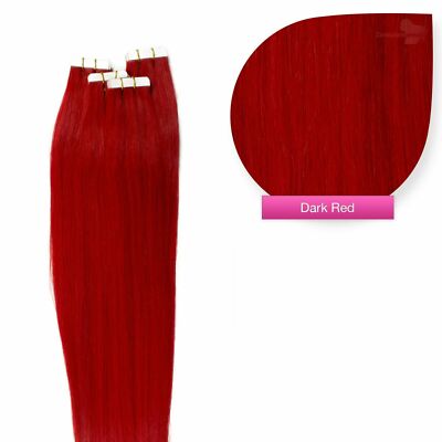 Dunkelrot Darkred Tape In On Hair Extensions Echthaar Strähnen Haarverlängerung