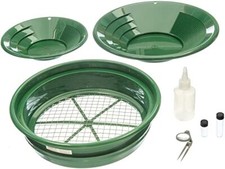 Prospector's Choice Gold Panning Kit and 2 Green Pans 7 PCs