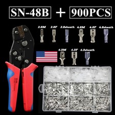 900Pcs Crimper Tool Kits 2.8/4.8/6.3 Spade Male Female Wire Connectors Terminals