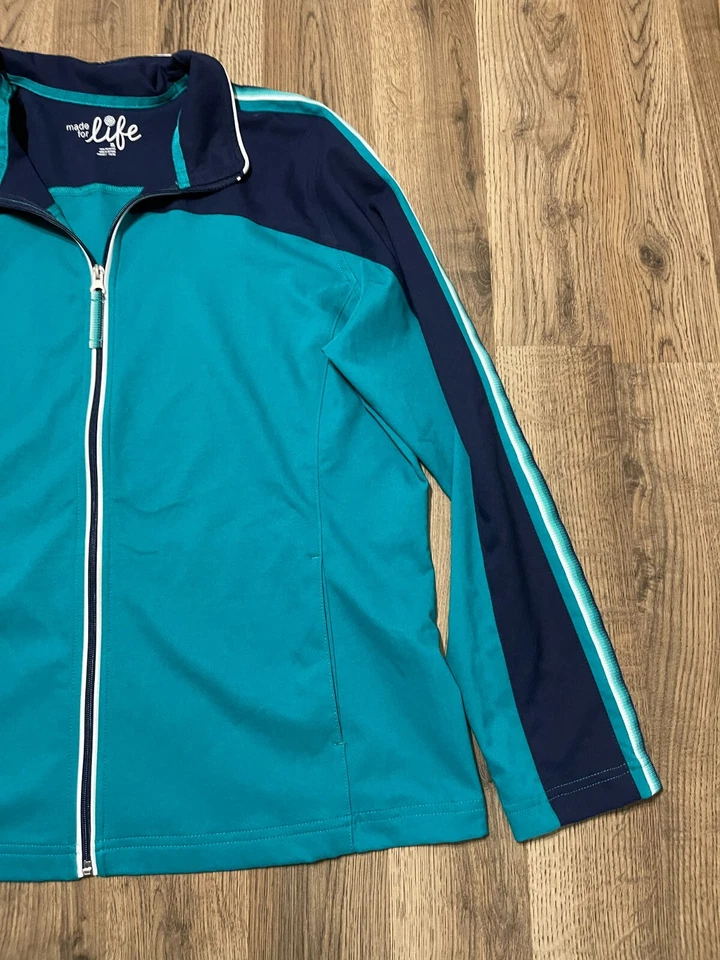 Suéter Hecho para la Vida, Para Mujer Talla XL, Azul Verde, Cremallera Completa Foto 4 de 4