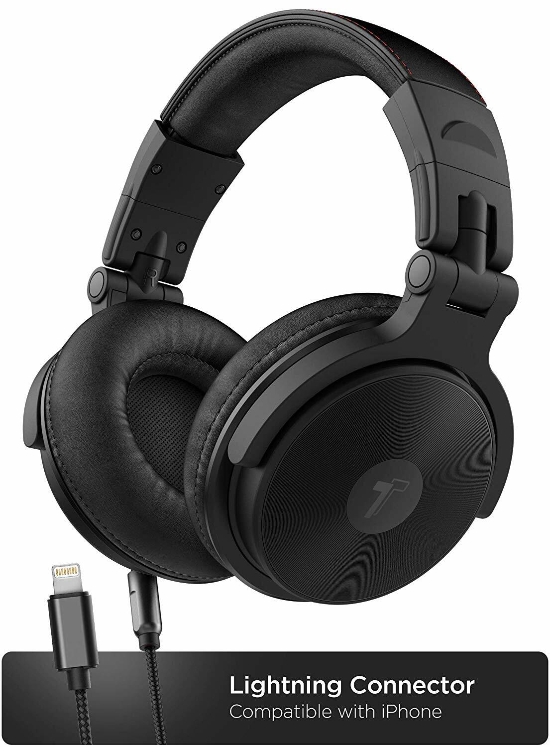 Over Ear DJ Headphones w Lightning Cable for iPhone Closed Back Studio Monitor-image