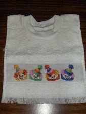 New - newborn embroidered baby bib - clowns