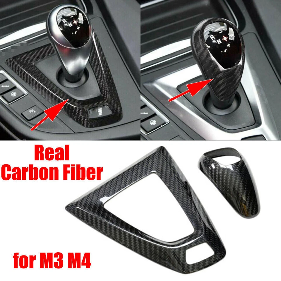 For Bmw M3 F80 M4 F82 Real Carbon Fiber Interior Gear Box Shift Knob Cove Trim - Image 2 of 4