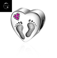 925 Sterling Silver Charm New Baby Girl Heart Bead - Daughter Wife Friend Mum