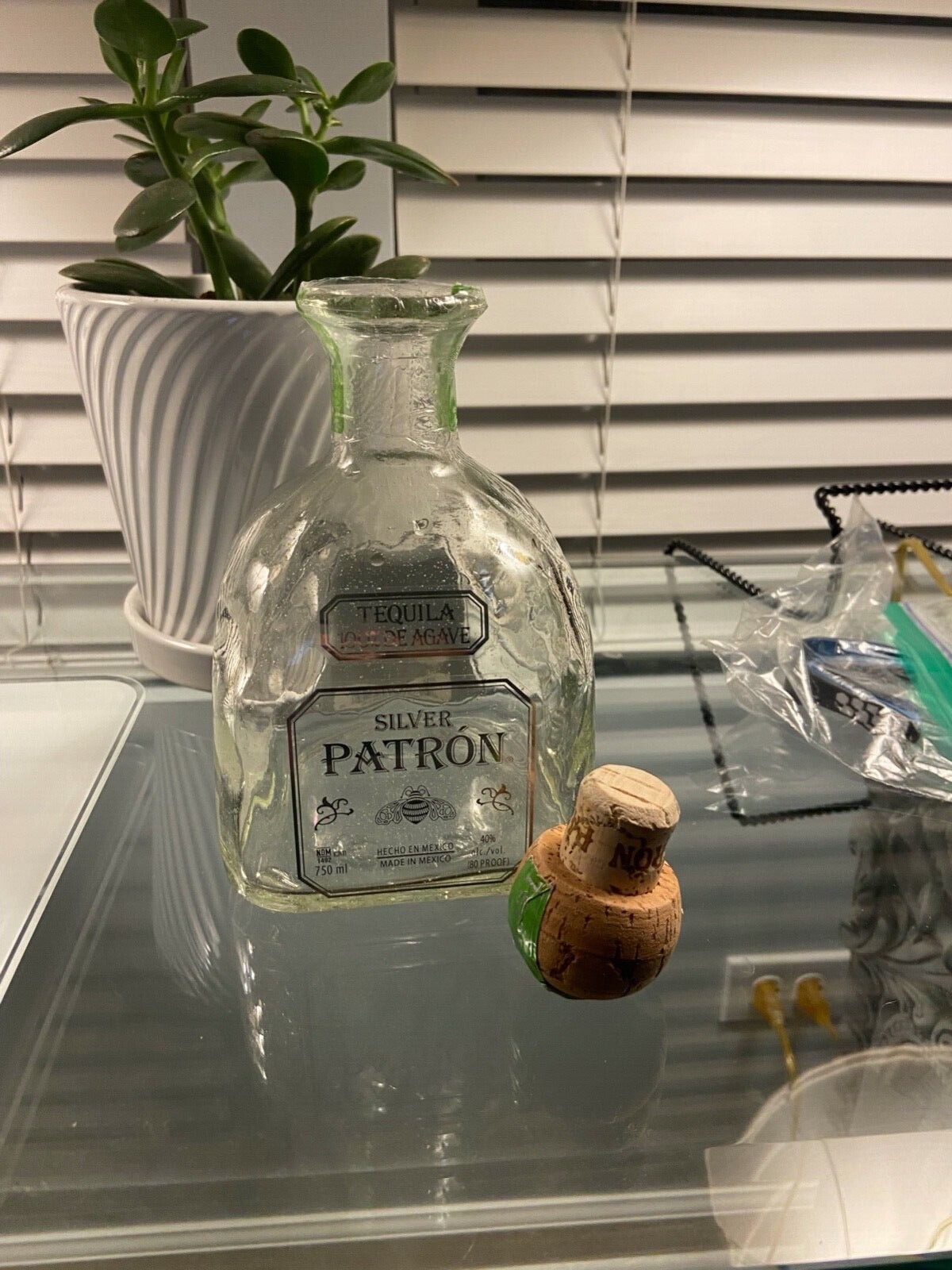 6 Patron Bottle - 750ml EMPTY with cork