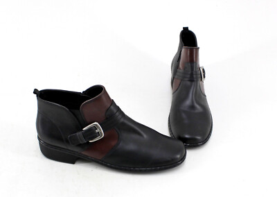 Stiefeletten Jenny Luftpolster Blockabsatz Leder weinrot schwarz Gr. 8 = 42 (N)