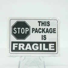 50 STOP This Package is Fragile 2x3.5  Stickers Packaging Safety Mailing Labels