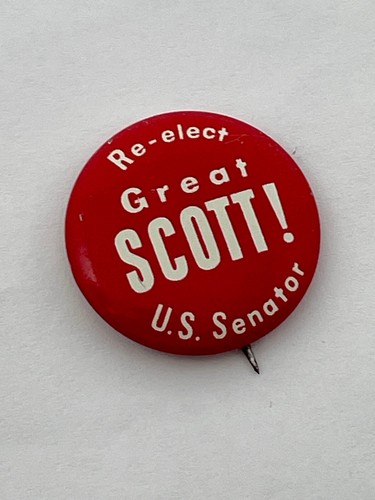 Vintage Great Scott U.S. Senator Political Campaign Pin Button Pennsylvania PA - Picture 2 of 6