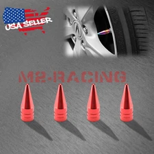 4pcs Red Long Spike Valve Stem Caps Metal Thread Set For Wheel Tires TVC29
